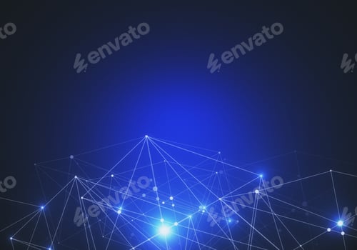 Preview: Abstract Connected Dots On Bright Blue Background. Technology Concept