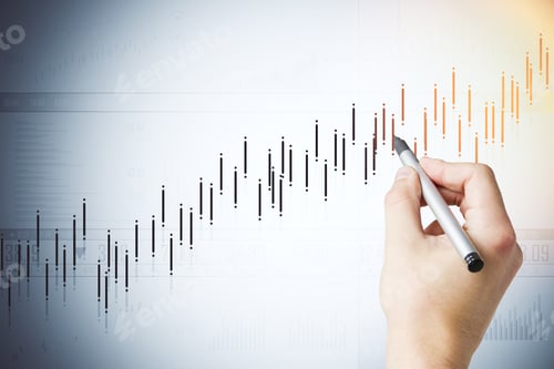 Preview: Hand Drawing Business Charts And Stock Interface. Business And Financial Success Concept.
