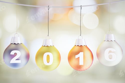 Preview: Christmas 2016 Concept With Christmas Tree Multicolored Balls On The Rope