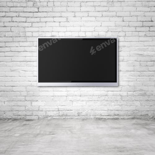 Preview: Wide Screen Tv On Brick Wall In Room