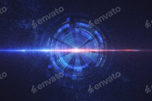 Preview: Creative Glowing Round Diagram On Blue Space Starry Sky Wallpaper. Future And Innovation Concept