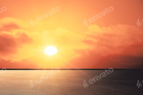 Preview: Creative Sunset Background With Empty Road