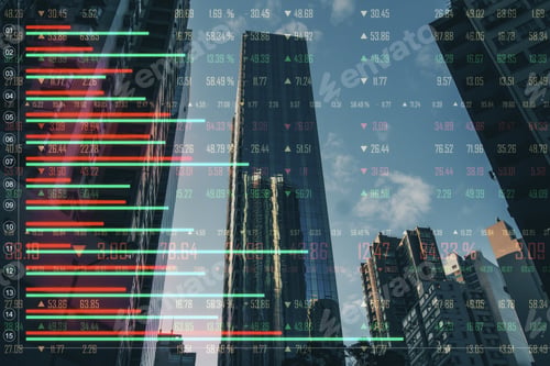 Preview: Creative Forex Chart On New York City Skyline Backround With Lines. Finance And Trade Concept