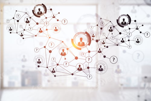 Preview: Creative Digital Connections With Hr And Other Icons On Light Background. Networking Concept. 3D