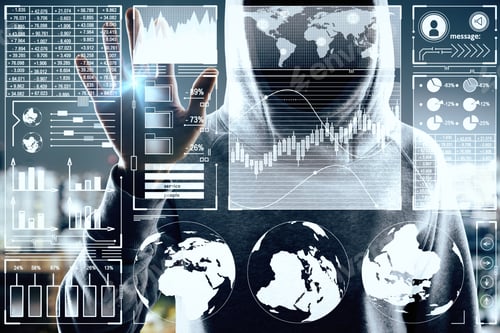 Preview: Malware And Network Concept. Hacker Using Digital Business Interface On Blurry Night City