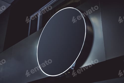 Preview: Empty Black Round Stopper On Building. Mock Up