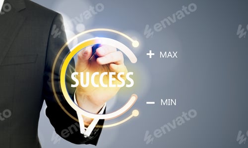 Preview: Close Up Of Businessman Hand Using Digital Button Touchscreen On Blurry Background. Ai And