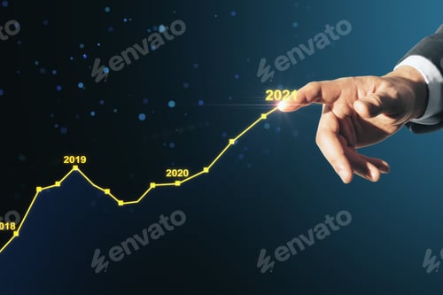 Preview: Business Finance Technology, Statistics And Report Concept. Businessman Hand Drawing Abstract