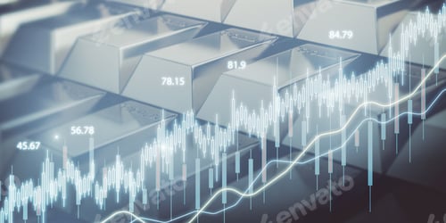 Preview: Creative Glowing Candlestick Forex Chart On Blurry Golden Ingots Backdrop. Money, Economy And