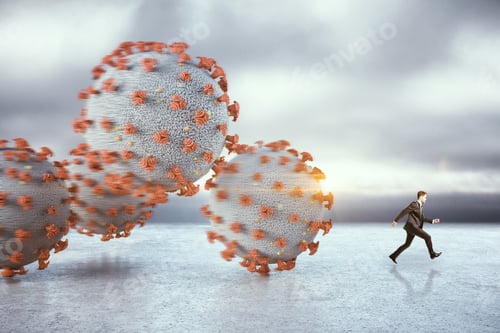 Preview: Man Running from Virus in Concrete Urban Space