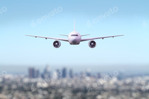 Preview: Big Airliner Flying Over The City