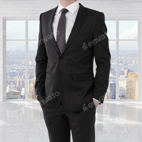 Preview: Man In Suit Standing In Brick Room