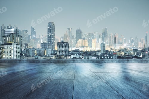 Preview: Concrete Rooftop With Beautiful Night City View Wallpaper