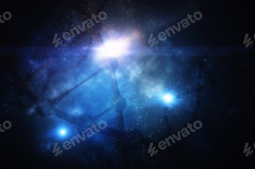 Preview: Abstract Glowing Space Dna Backgrond. Medicine And Life Cocnept. Double Exposure