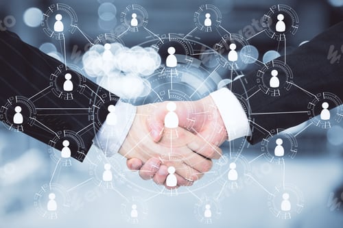 Preview: Handshake With Global Human Resource Interface And Creative Social Network. Business And Teamwork
