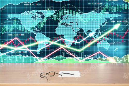 Preview: Growing Chart And A Wooden Desk With Eyeglasses And Papers