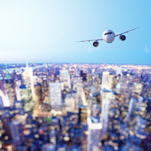 Preview: Airplane In Flight With Bokeh Background