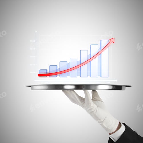 Preview: Human Hand Holding Silver Plate With Chart
