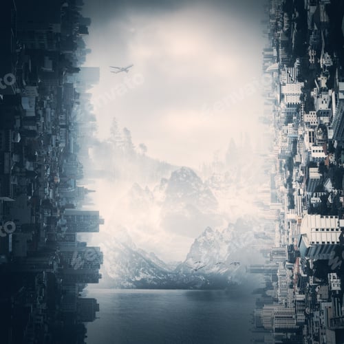 Vista previa: Sideways Toned City And Landscape Background