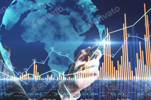 Preview: Financial Analytics And Analysis Concept With Businessman Hand Writing On Touch Screen With Stock