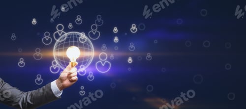 Preview: Collective Raise Money For New Idea Concept With Glowing Bright Light Bulb In Businessman Hand With