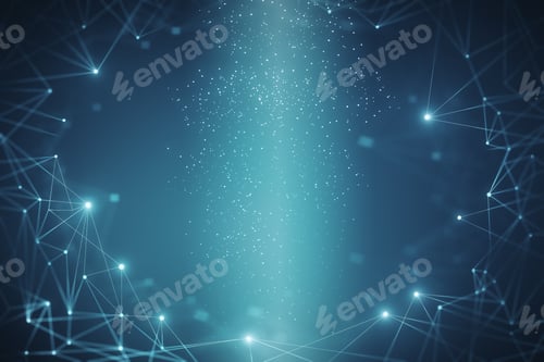 Preview: Creative Glowing Blue Polygonal Wallpaper. Science And Technology Concept. 3D Rendering