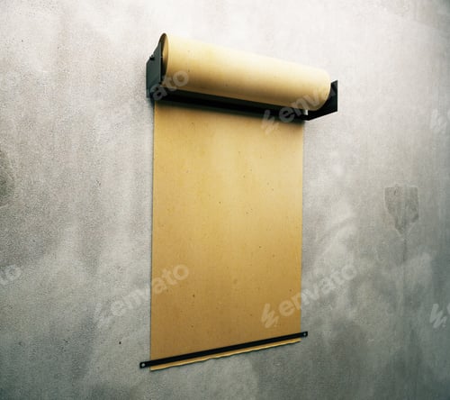 Preview: Parchment Roll Hanging On Concrete Wall. Mock Up