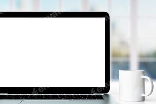 Preview: Workplace With Laptop And Cup Of Coffee