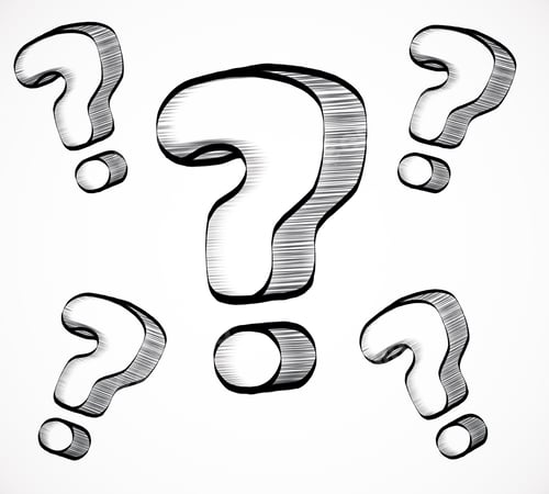 Preview: Drawn Question Marks On White Background. Confusion Concept
