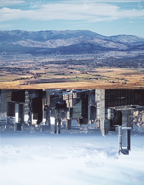 Preview: Abstract Upside-Down City And Landscape Backdrop