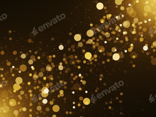 Visualização: Fundo dourado brilhante com círculos/manchas embaçadas. Conceito de celebração