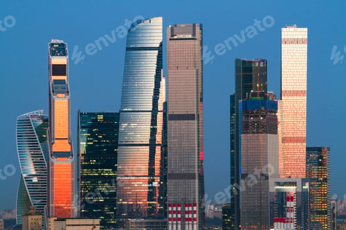 Preview: Creative Moscow City Skyline Background With Daylight And Skyscrapers
