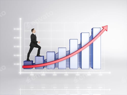 Preview: Young Businessman Goes On The Chart Concept