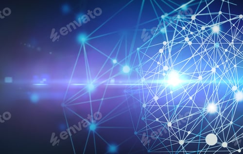 Preview: Abstract Connections On Blue Background. Technology Concept