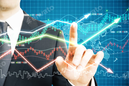 Preview: Businessman Working With Business Chart Scoreboard