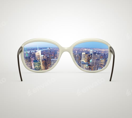 Preview: White Glasses Looking To Modern Skyscrapers