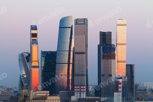 Preview: Bright Moscow City Skyline Backdrop With Daylight And Skyscrapers