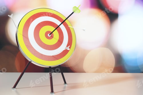 Preview: Bull'S-Eye With Arrows On White Table