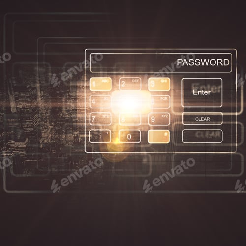 Preview: Abstract Illuminated Digital Keyboard. Password And Security Concept