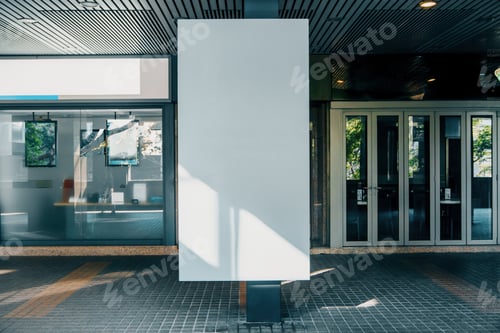 Preview: Modern Train Station With Empty White Poster. Advert Concept. Mock Up