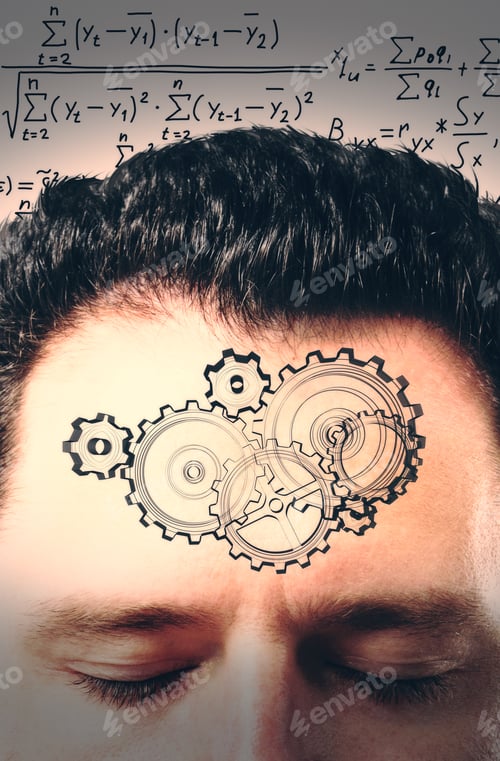 Preview: Brainstorm Concept With A Man'S Head, Gears And A Solution
