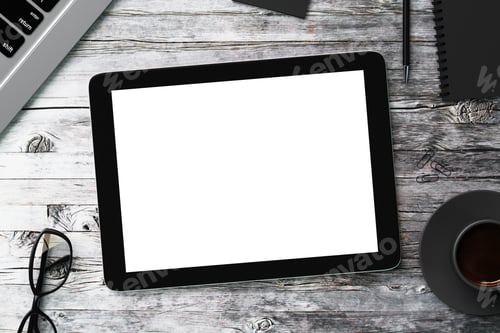 Preview: Blank White Digital Tablet And Accessories