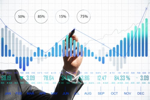 Preview: Financial Analytics Chart Being Analyzed in the Office