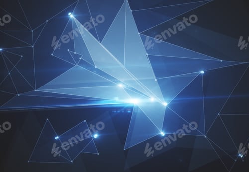 Preview: Abstract Connected Dots On Bright Blue Background. Technology Concept