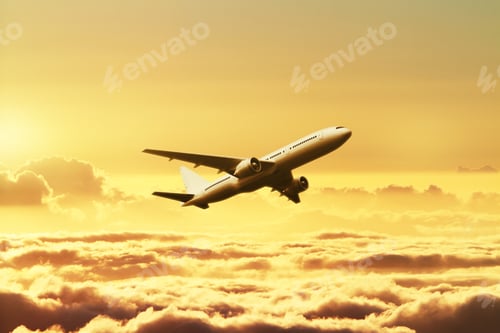 Preview: Airplane In The Sky At Sunset