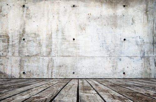 Preview: Abstract concrete wall and weathered wooden floor