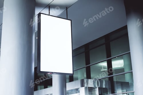 Preview: Modern Subway Interior With Empty White Poster. Commercial And Ad Concept. Mock Up