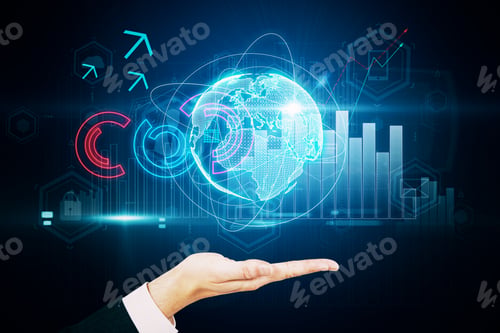 Preview: Hand With Creative Digital Interface. Innovation And Global Network Concept.