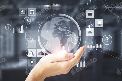 Preview: Hand Holding Abstract Global Network Interface. Server And Technology Concept