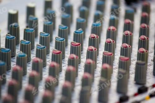 Preview: Audio Mixer Equipment with Faders and Knobs